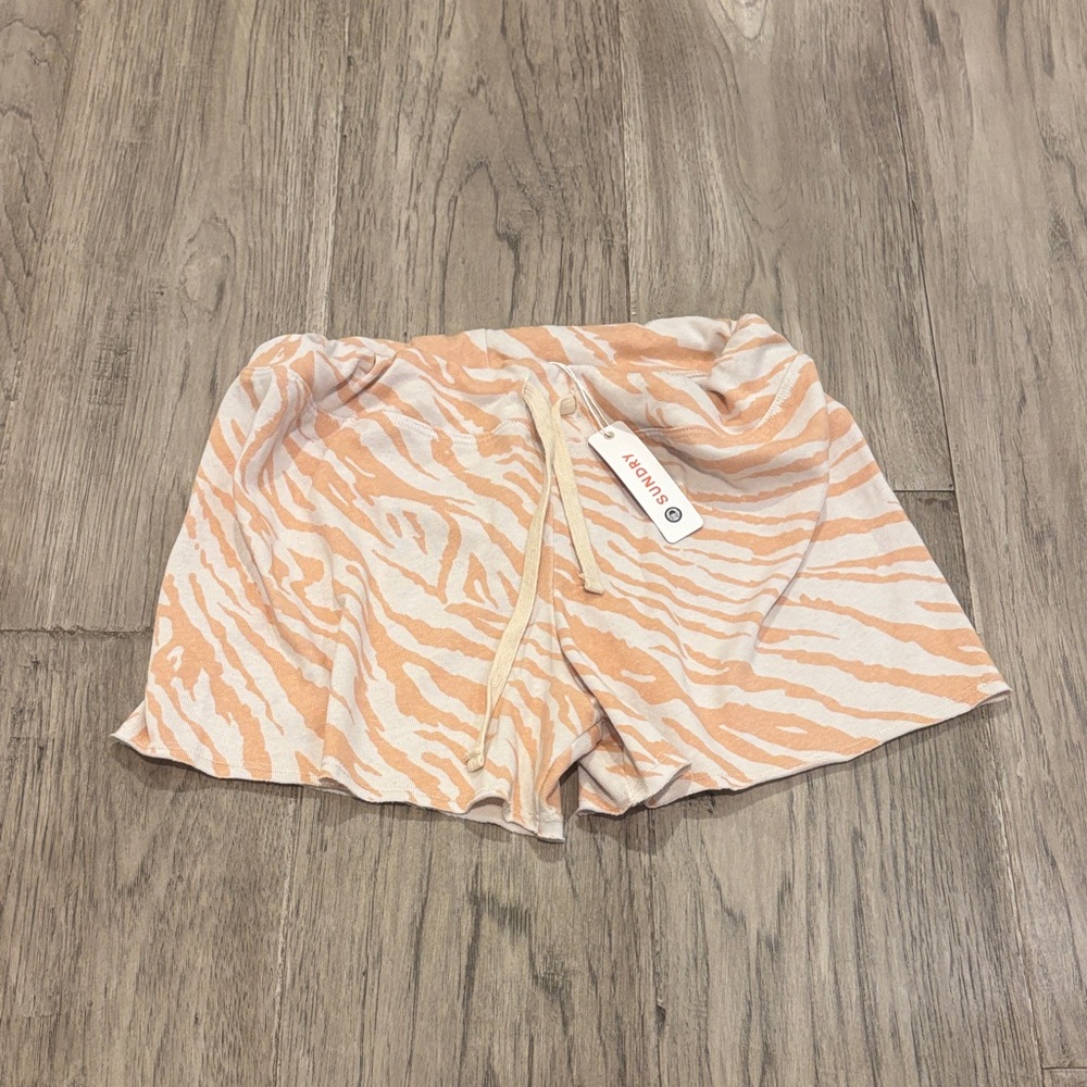 Sundry Orange and Cream Zebra Print Athletic Shorts